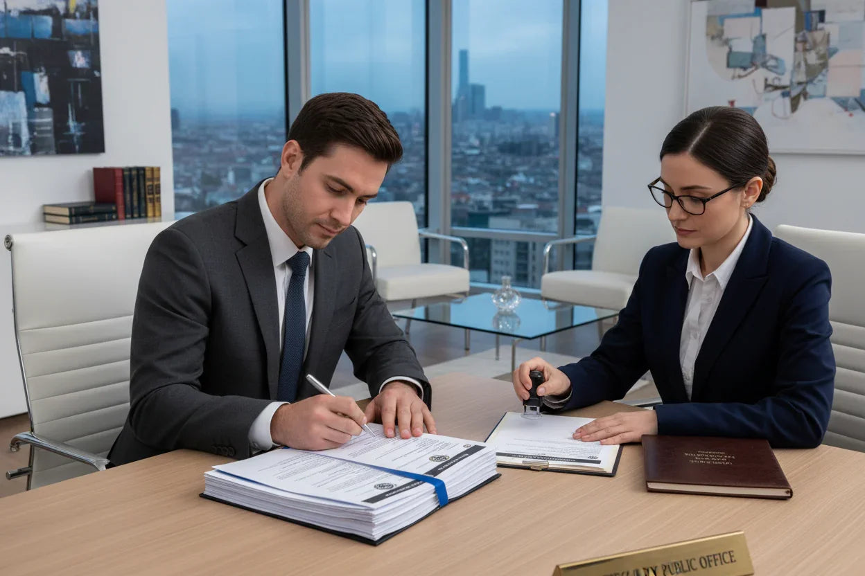 Business professional signing documents