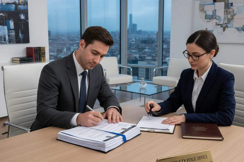Business professional signing documents