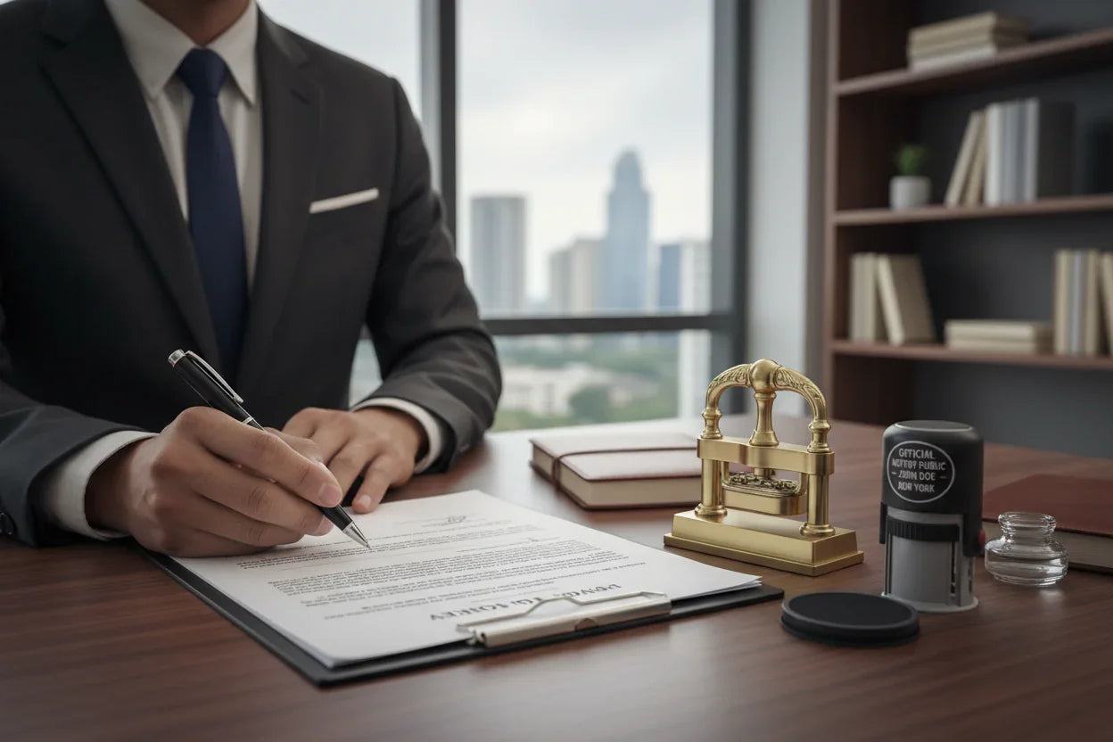 Notary certifying signature