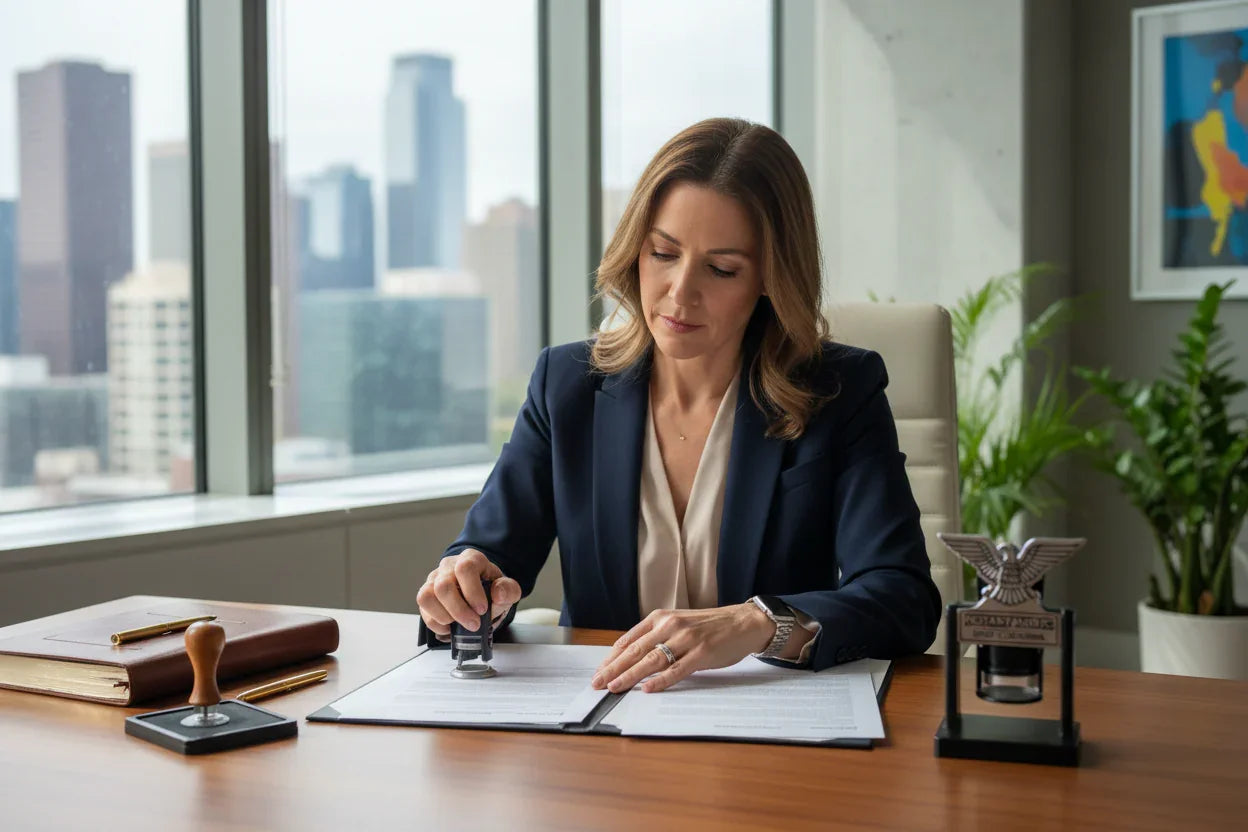 Professional notary at work